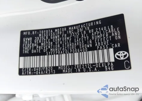 2020 Toyota Corolla Le from USA, damaged, VIN 5YFEPRAE0LP066400